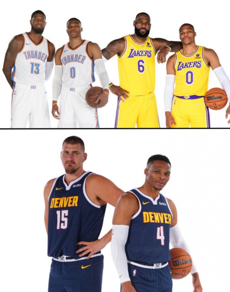 威少和三位不同的队友同场砍过三双 NBA前史首人