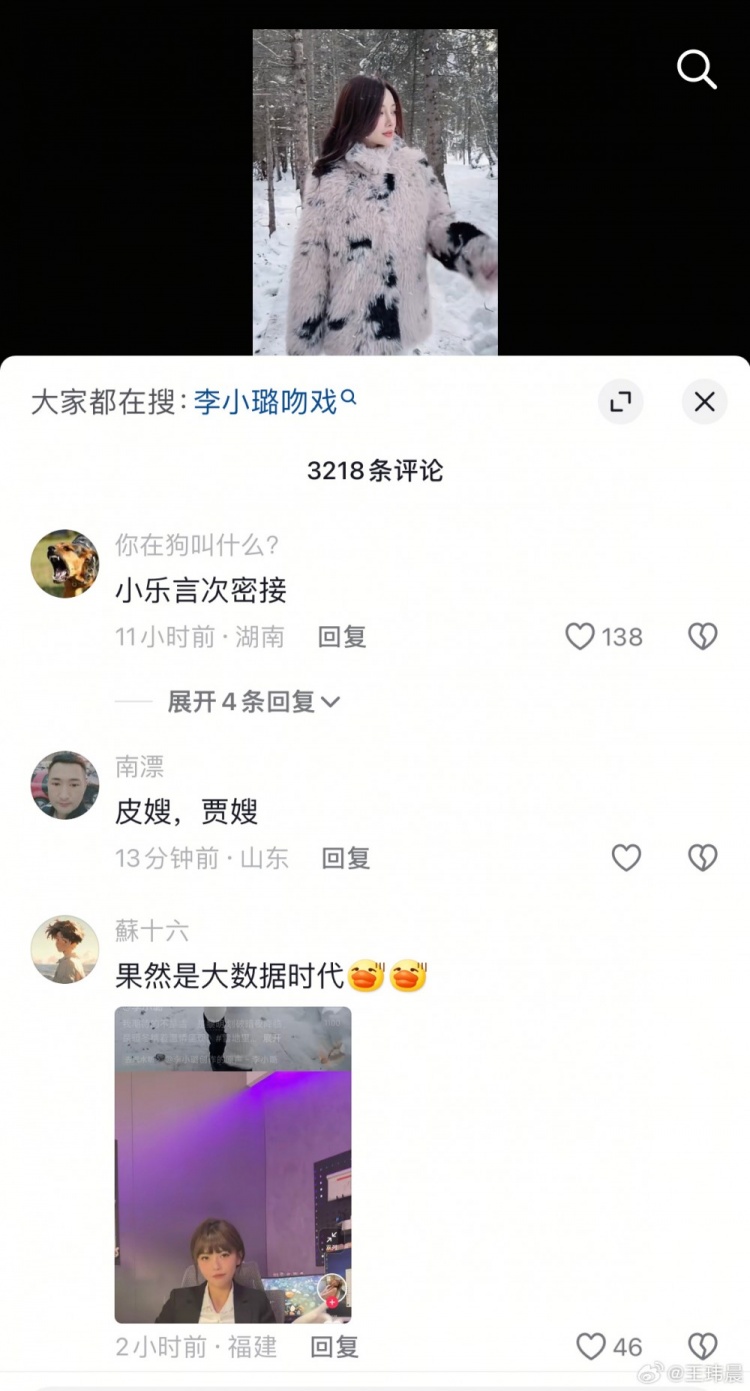 怡璐同行！王玮晨：不去抖音是对的，李小璐评论区还有周姐的评论