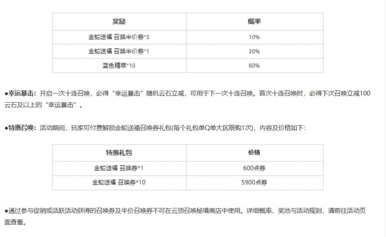 “云顶之弈-蛇来运转”系列道具 限时销售及相关活动公告