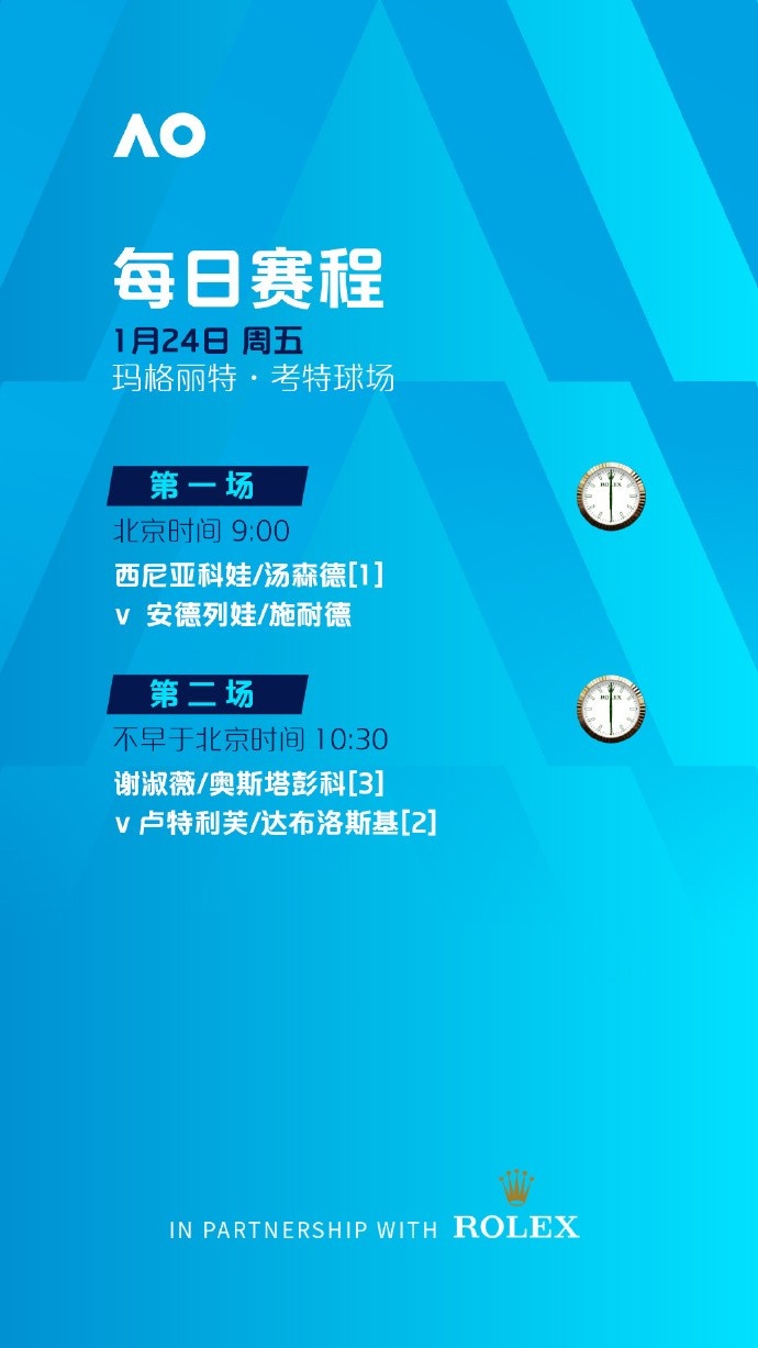 mk体育app官网澳网明日赛程：德约vs兹维列夫的男单半决赛不早于11:30开始