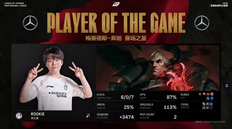 🎮众神归位！Rookie乌鸦1拉3爆炸控制 RNG前期崩盘 iG拿赛点