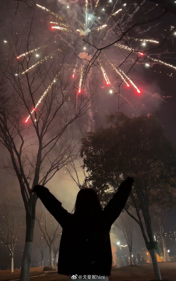 无畏契约主持戈曼妮晒过年照：空中的烟花会替我说新年快乐🎆