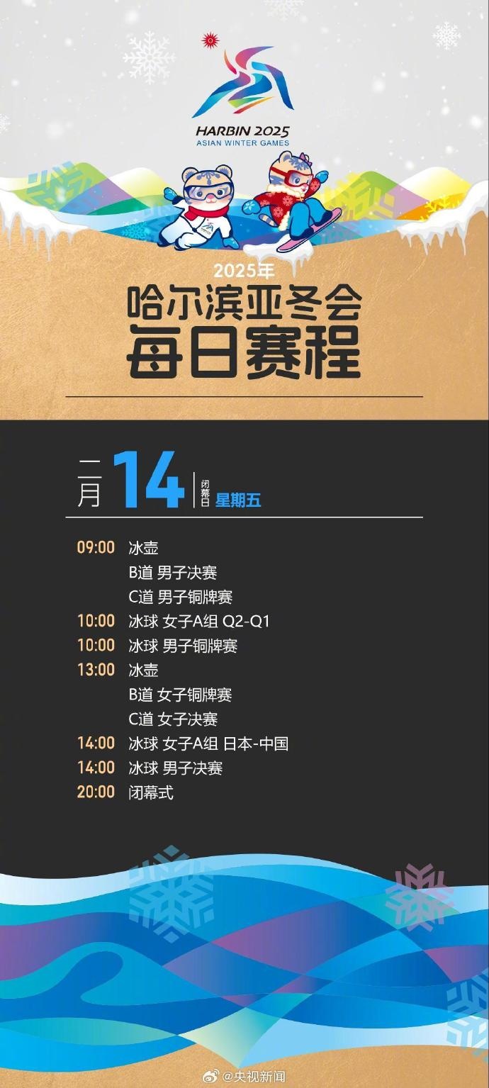 哈尔滨亚冬会赛程：短道速滑2月7日开赛，冰球、冰壶最早开赛