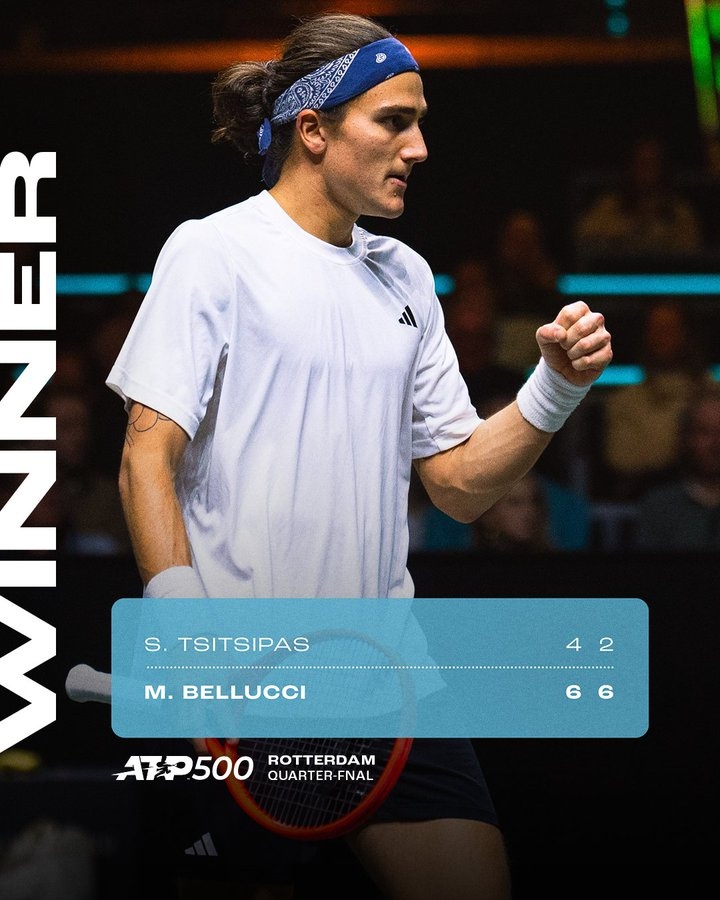 ATP500鹿特丹：前澳网亚军西西帕斯0-2不敌资格赛选手，止步八强