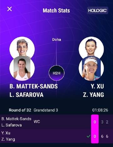 mk体育WTA1000多哈站双打首轮：徐一璠/杨钊煊组合2-0外卡组合顺利晋级