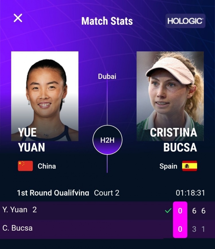 WTA1000迪拜站资格赛：袁悦横扫布克沙，将与贝古争夺正赛席位