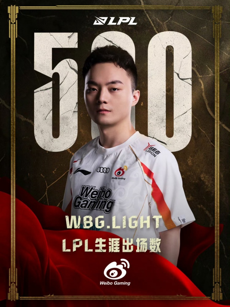 里程碑：Light达成LPL500出场成就