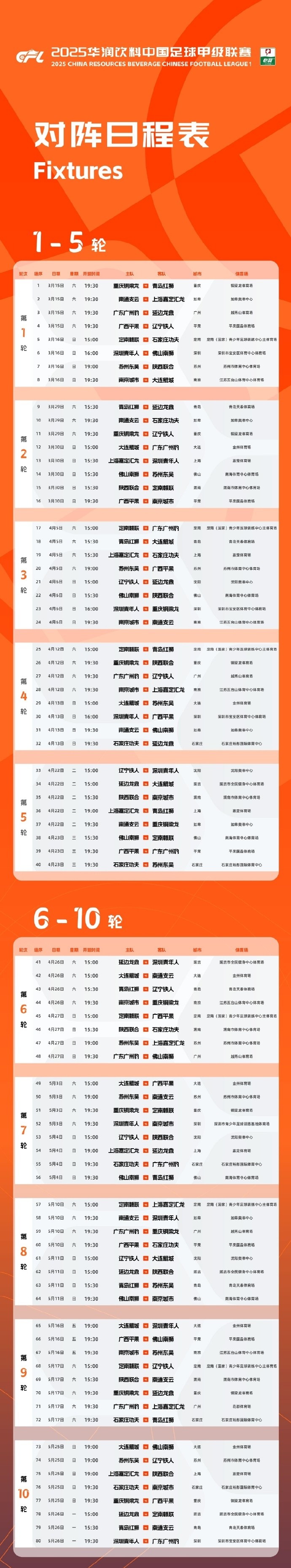 金年会金字招牌诚信至上中甲联赛开赛时间确定：3月15日开幕，11月8日结束