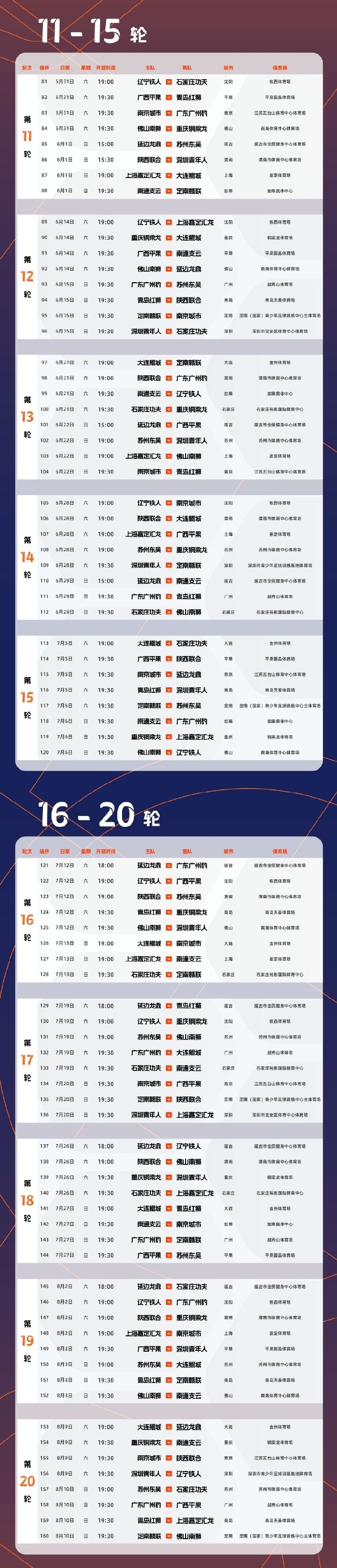 金年会金字招牌诚信至上中甲联赛开赛时间确定：3月15日开幕，11月8日结束