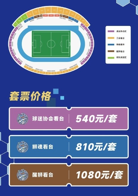 佛山南狮2025赛季年票公告：分三个档次，540元-1080元