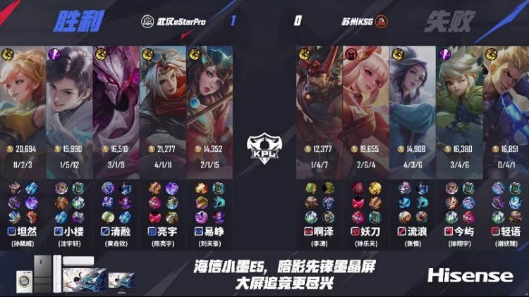 🎮坦然姬小满硬切妖刀阿离完全不给活路！eStar 1-0 KSG