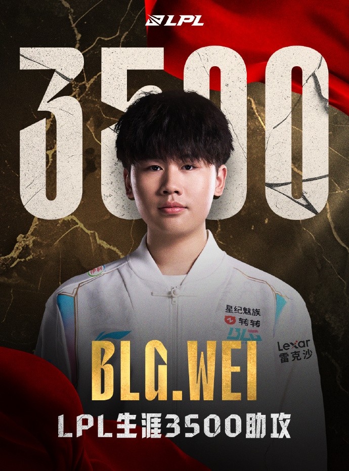 里程碑：Wei达成LPL3500助攻成就