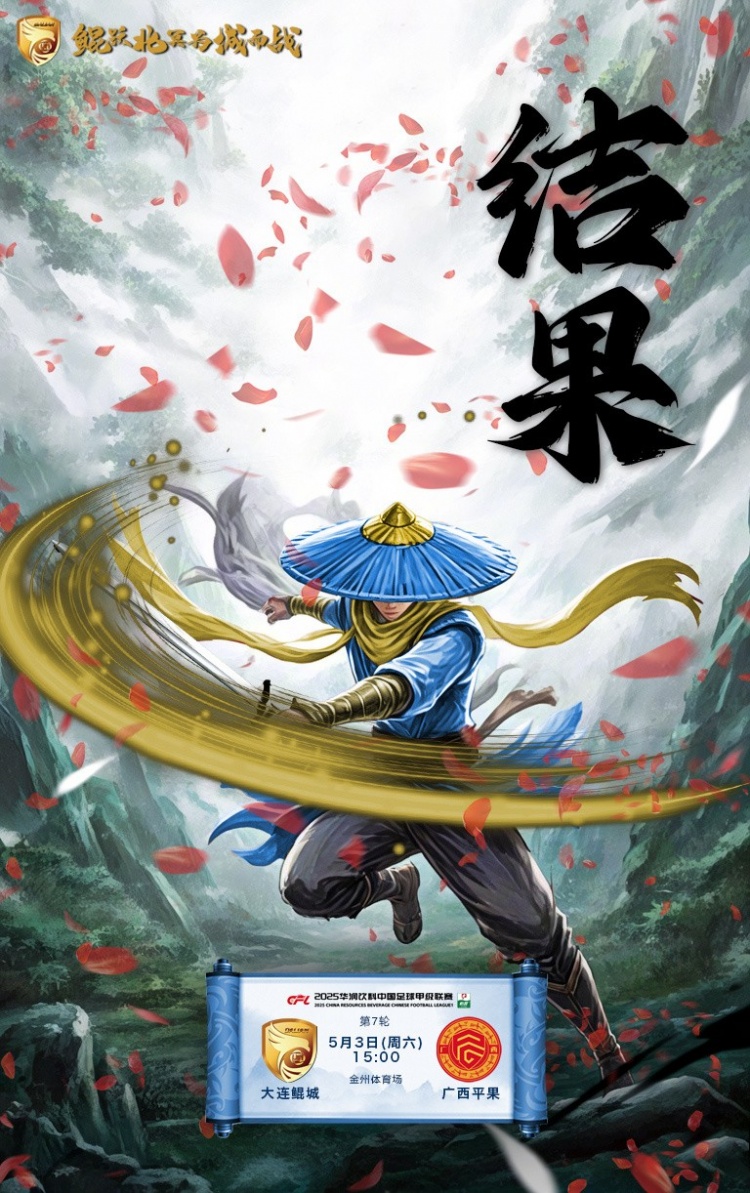 中甲联赛第7轮:大连鲲城vs广西平果,5月3日15:00
