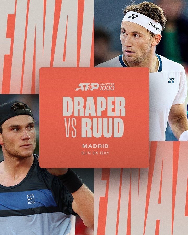 德雷珀2-0穆塞蒂晋级ATP1000马德里决赛，生涯首进红土大师赛决赛