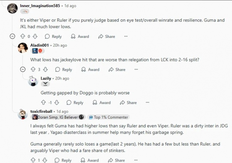 Reddit热议谁是近五年世界第一ADC：论Viper JKL Elk Guma Ruler