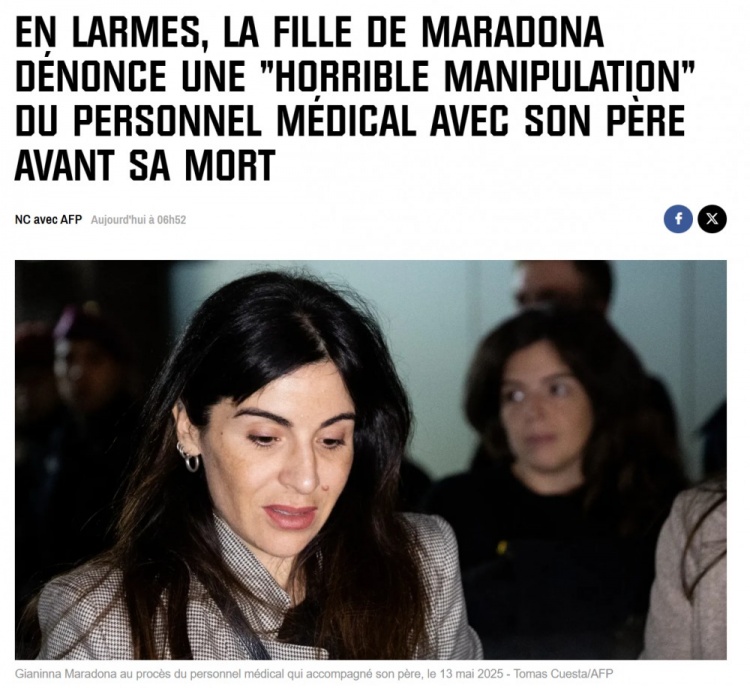 [有趣体育]女儿哭诉医疗团队失职导致马拉多纳离世，被告医务人
