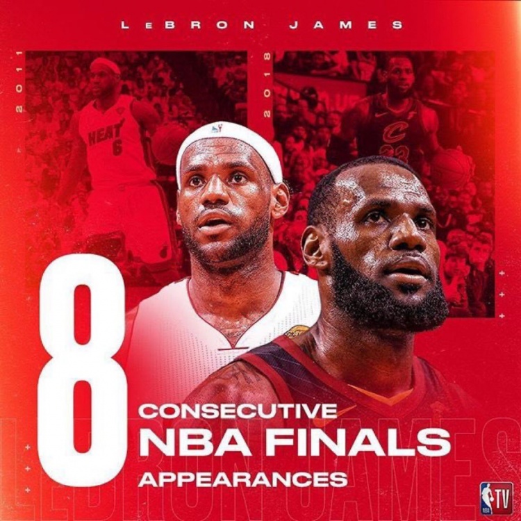 [NBA]震惊詹姆斯东部8连总决赛 自他离开后东部无球队连进