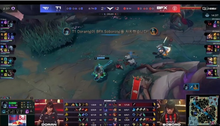 🎮BFX前期阵容反崩盘 二队提拔Soboro奥拉夫独木难支 T1赢首局