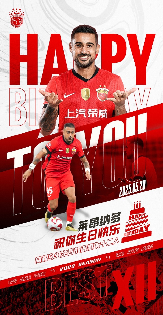 祝莱昂纳多28岁生日快乐🎂🎉同祝今天生日的海港第12人