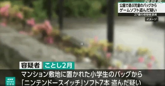 离谱😅日本一男子多次偷窃小学生的Switch卡带 现已被警方逮捕