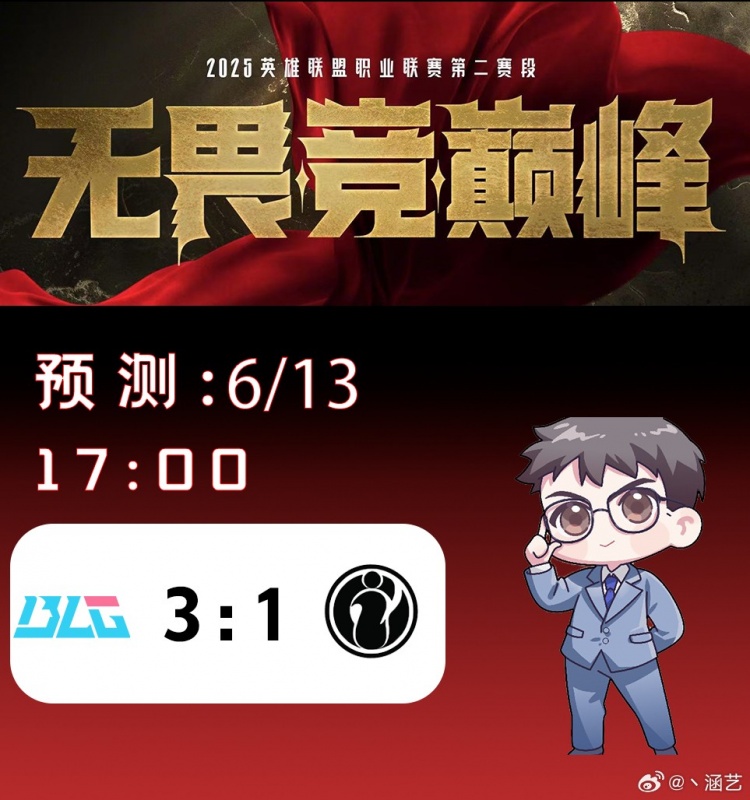 Hanyi预测今天的LPL结果：BLG 3-1 IG