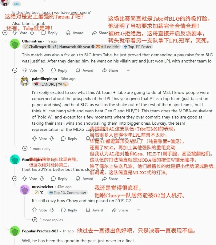 png电子官网Reddit论坛热议AL战胜BLG：Tarzan劫MSI上得到尊重 Tabe就是神！