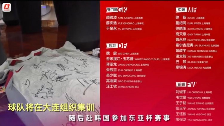 北青：国足全员今日抵达大连，将在久帅带领下备战将到来的东亚杯