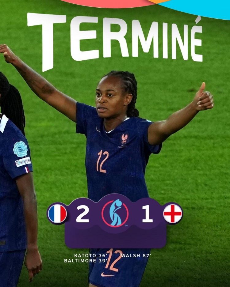 女足欧洲杯-法国女足2-1英格兰女足暂居小组第二 卡托托破门