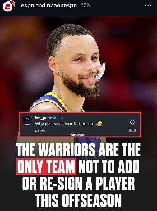 ESPN惊讶勇士至今没动静波杰回应：为啥大家都这么担心我们