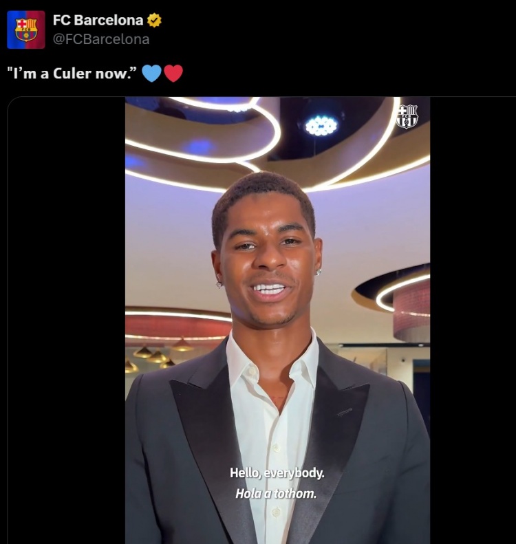 拉什福德寄语巴萨球迷：很高兴来到这里，我现在也是巴萨一员了！