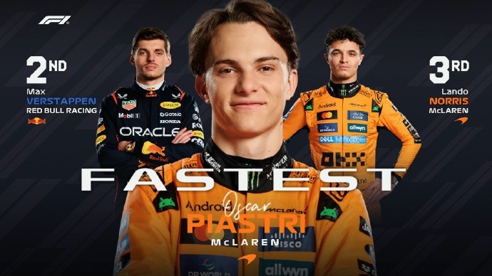 F1比利时冲刺排位赛：皮亚斯特里杆位，维斯塔潘P2，汉密尔顿P18
