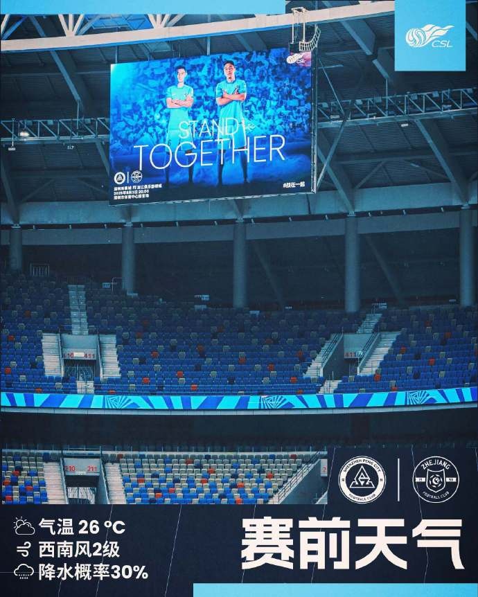 【球迷看点】今日深圳主场气温26℃，西南风2级，降水概率30