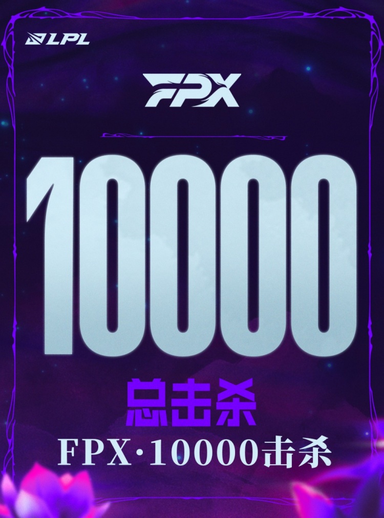 欢迎加入一万杀俱乐部！里程碑：FPX达成LPL10000击杀成就