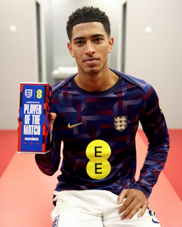 官方：贝林厄姆当选对阵阿尔巴尼亚一役英格兰队内最佳球员