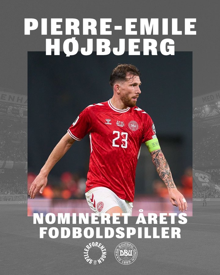 2025年丹麦足球先生三人候选：弗罗霍尔特、尤尔曼、霍伊别尔