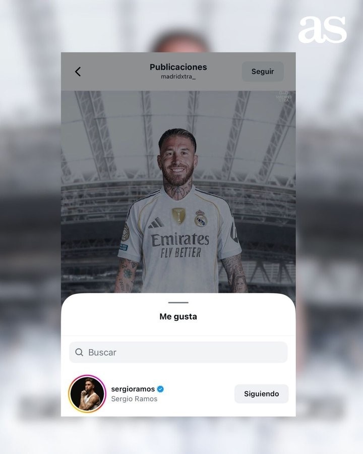 阿斯：拉莫斯点赞球迷号关于自己将回归皇马的社媒，但可能性不大