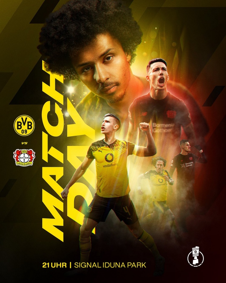 多特发布对阵药厂海报：施洛特贝克、阿德耶米、格里马尔多出镜