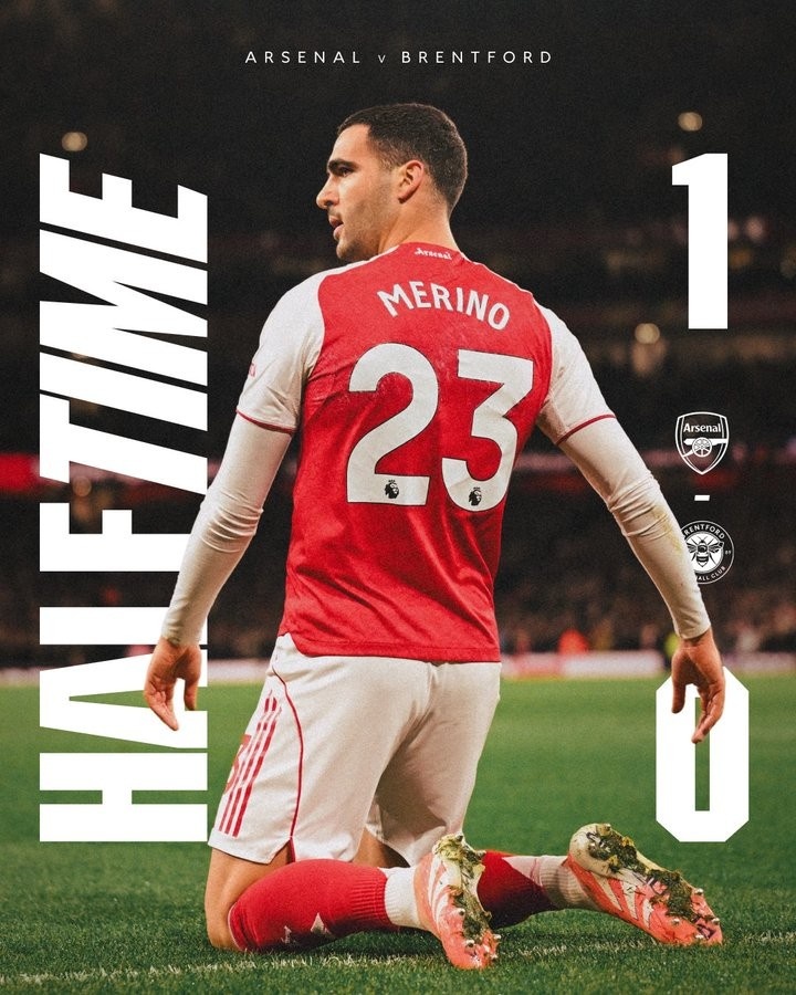 阿森纳本赛季英超领先进入中场休息，保持全胜且总比分20-2