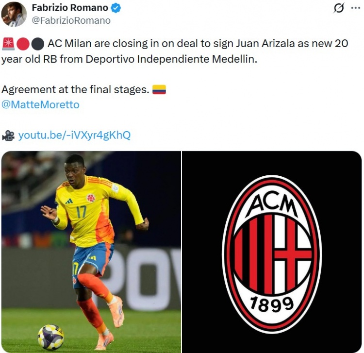 罗马诺：AC米兰接近签下20岁后卫阿里萨拉，谈判进入最后阶段