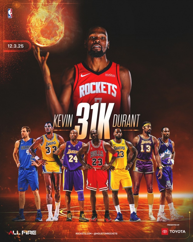 [新闻简讯]KD：没把31000分看作自己做不到的事 我⭐能和那些伟大球员相提并❕论(图1)