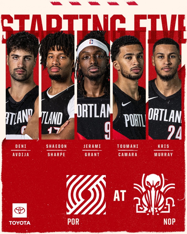 [体育观察]开拓者VS鹈鹕首⭐发：❕阿夫迪亚领衔五小出战 奎