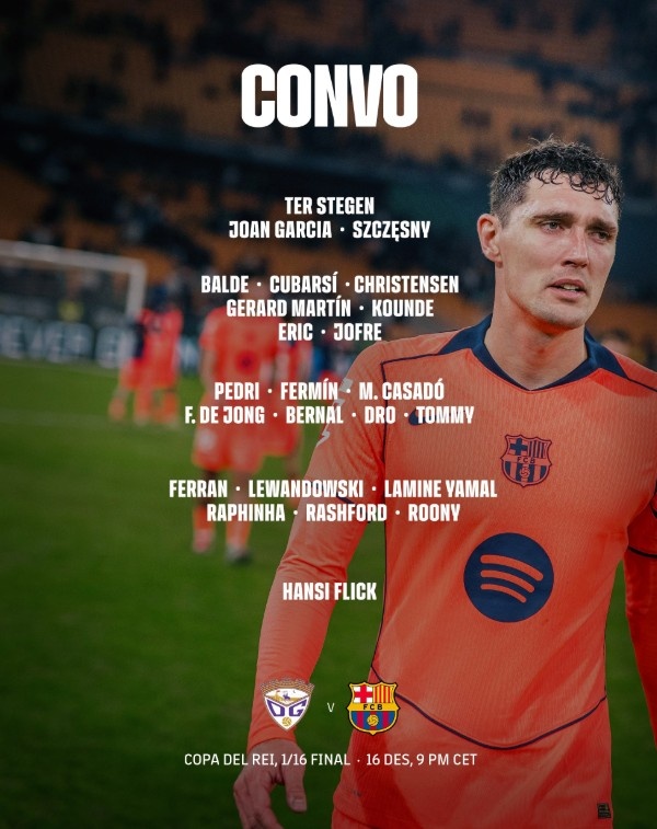 【体育报道】全主力出征！巴萨国王杯名单：莱万、亚马尔、佩德里