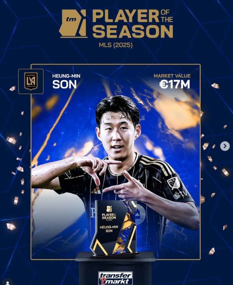 13场12球4助攻！经球迷票选，孙兴慜当选德转官方美职联2025MVP