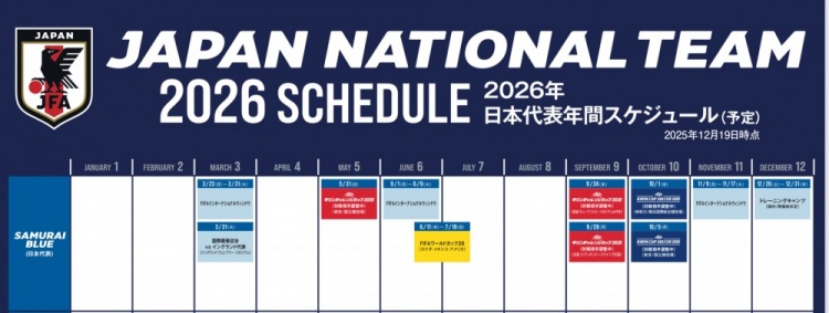 [J联赛]日本男足2026年安排：3月底交手英格兰，5月底世界杯壮行赛(图2)