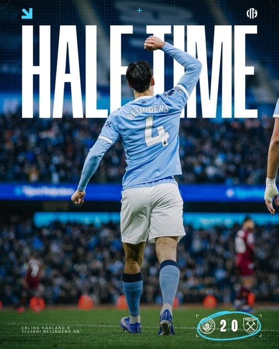 同时开球的4场英超联赛有3场上半场0-0，仅曼城vs西汉姆打进2球