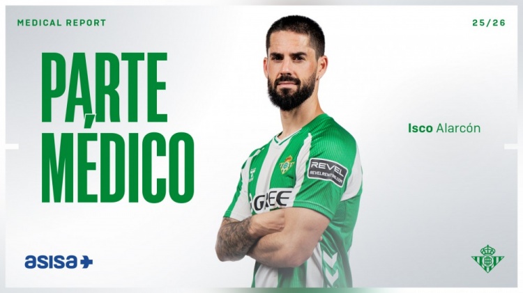 贝蒂斯官方：伊斯科接受右脚踝关节镜手术，恢复期待定