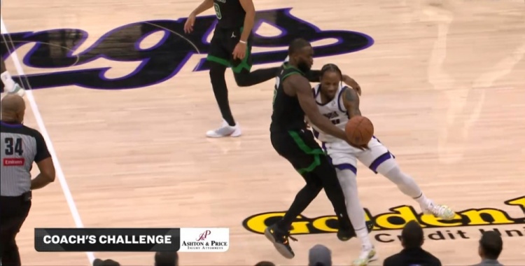 挑戰(zhàn)失??！布朗逼搶德羅贊被吹犯規(guī) 綠軍挑戰(zhàn)失敗&布朗六犯離場