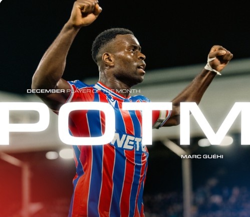 出戰(zhàn)8場(chǎng)踢滿7場(chǎng)，水晶宮官方：2球1助，格伊當(dāng)選隊(duì)內(nèi)月最佳球員