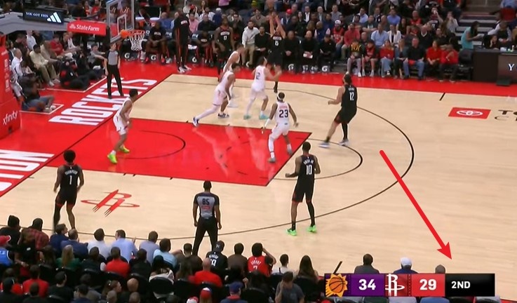 直接擺爛！火箭太陽(yáng)場(chǎng)計(jì)時(shí)器沒(méi)修好 轉(zhuǎn)播索性把時(shí)間關(guān)了