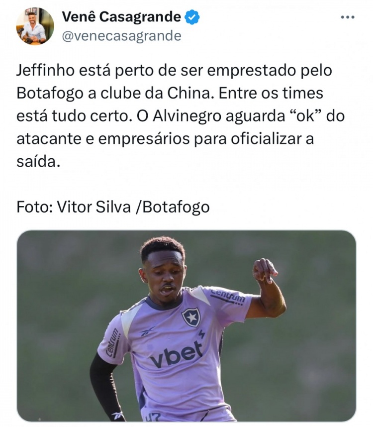 [有趣体育]博主：热菲尼奥即将租借辽宁铁人，球员过去两赛季伤